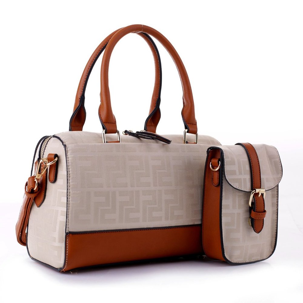 Beige Color Boston bag and cross-body